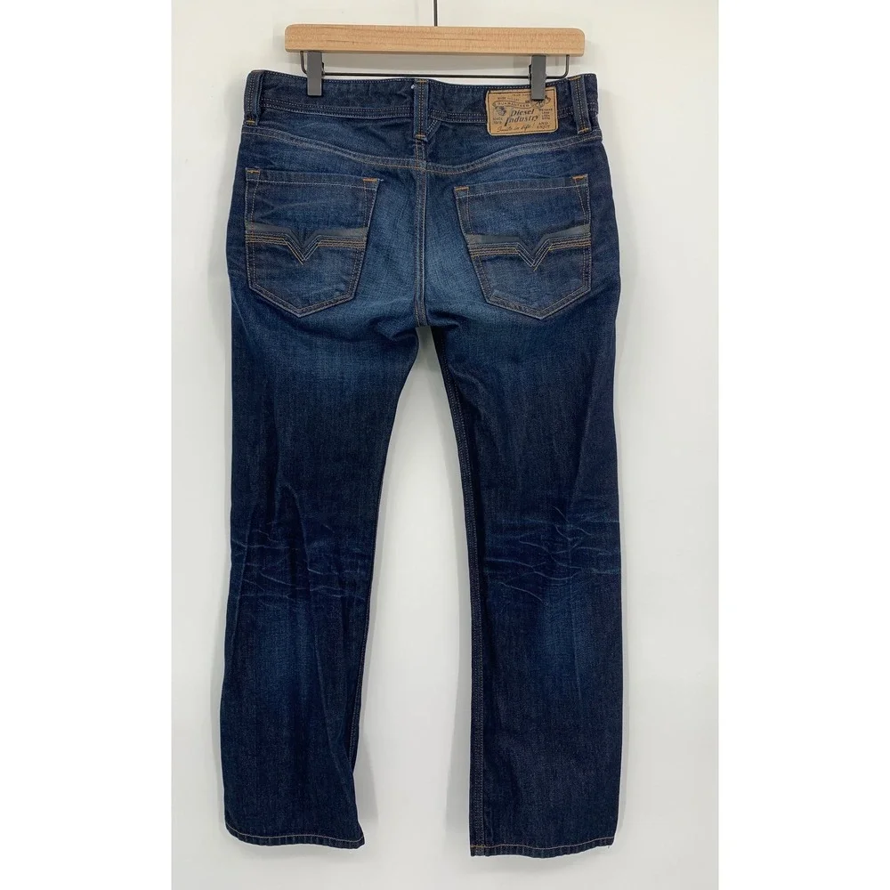 Diesel Larkee Jeans Mens 31x30 Blue Straight Leg Dark Wash Button Fly Denim